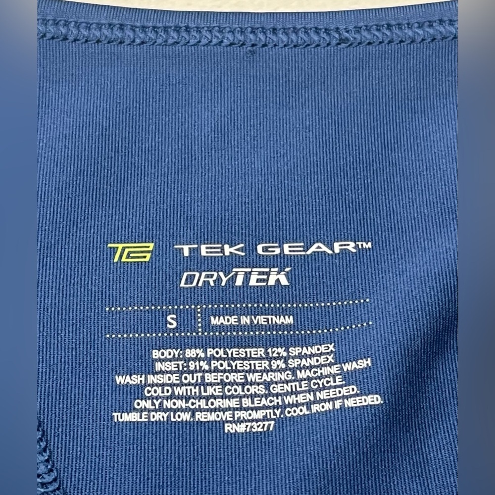 Tek Gear DryTek Women’s Racerback Blue Tank Top with Ruched Sides Small - Picture 5 of 16